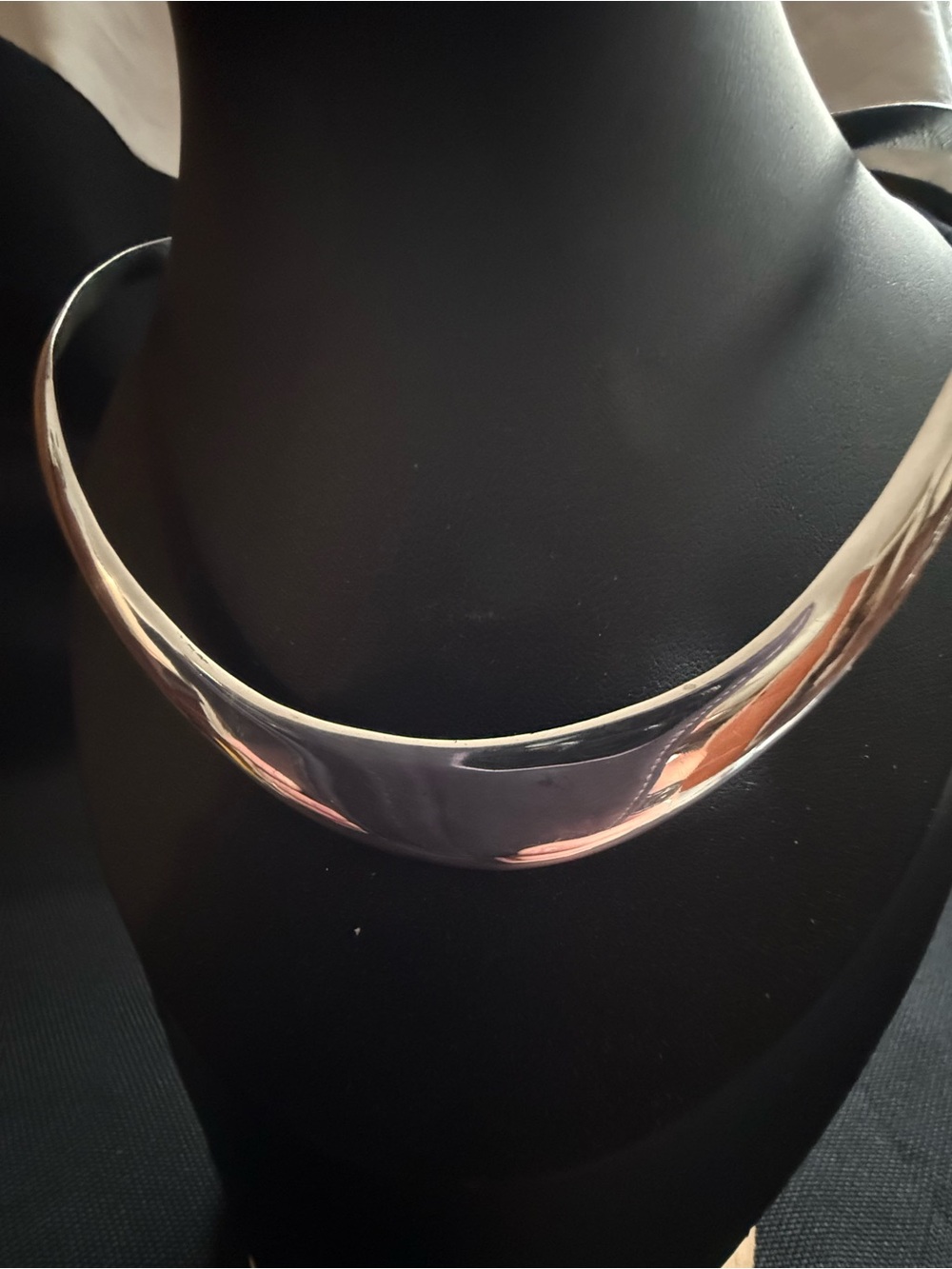 Sleek Solid Mexican Sterling Silver Collar Necklace - Sculpted Choker